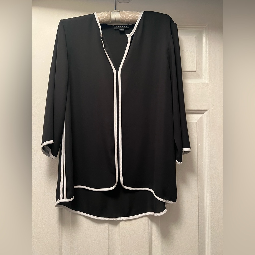 Tribal Black Top with White Accents